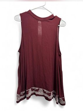 Mossimo Supply Co. Maroon Sleeveless Tank with Embroidered Hem